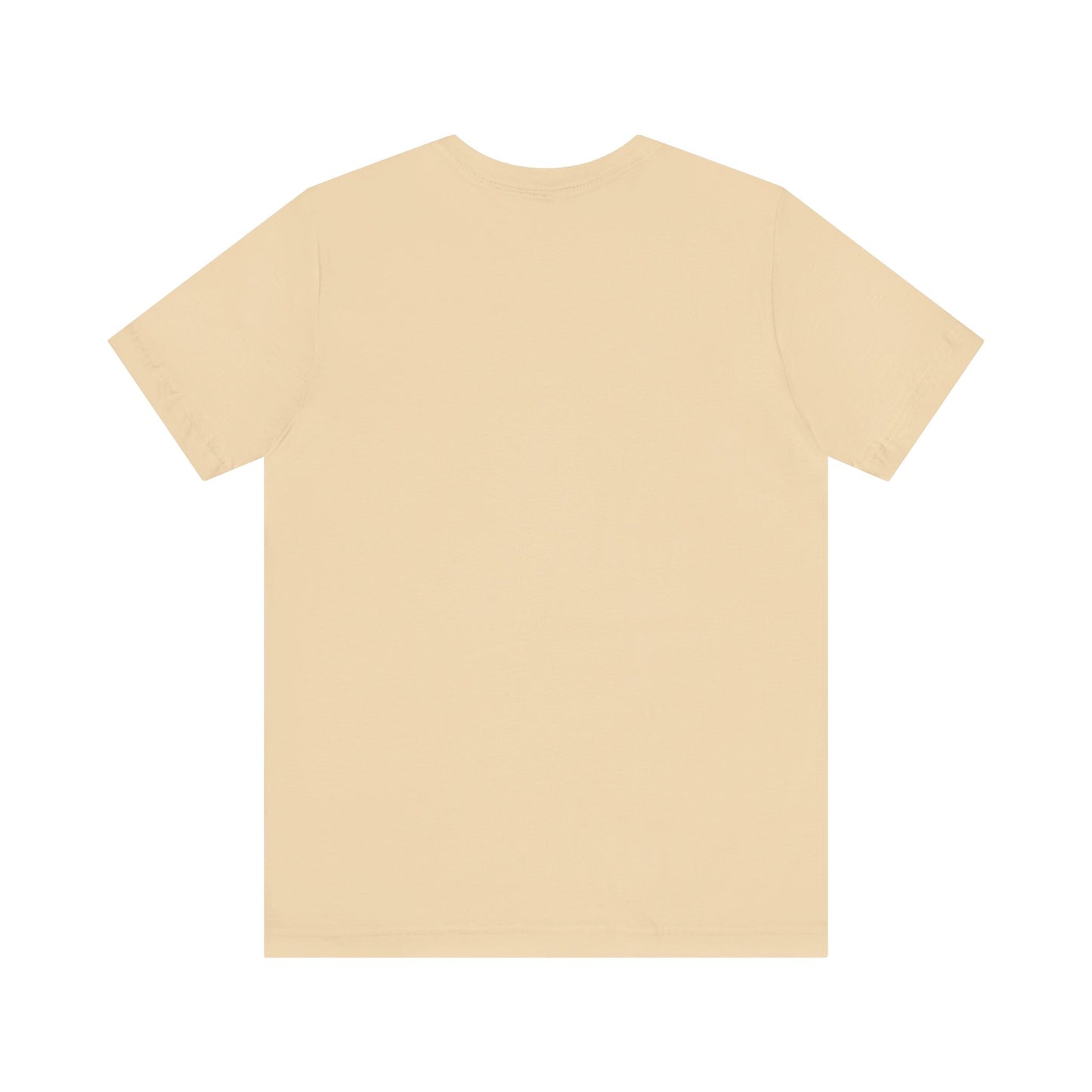 A beige Bird Watching Is Hardcore T-shirt by Printify is shown laid flat, back side up, on a white background.