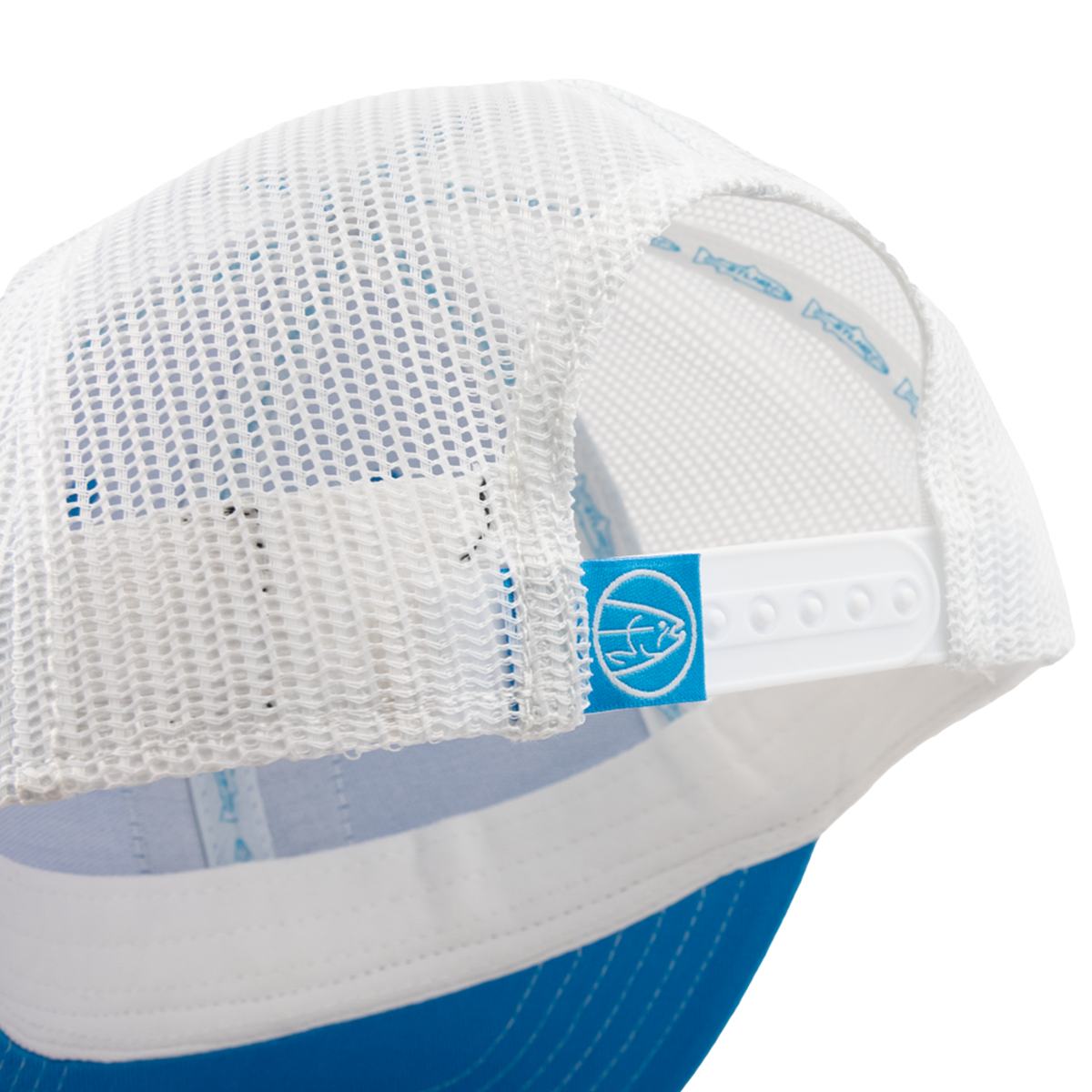 White and blue cap with a STLHD logo on a white background