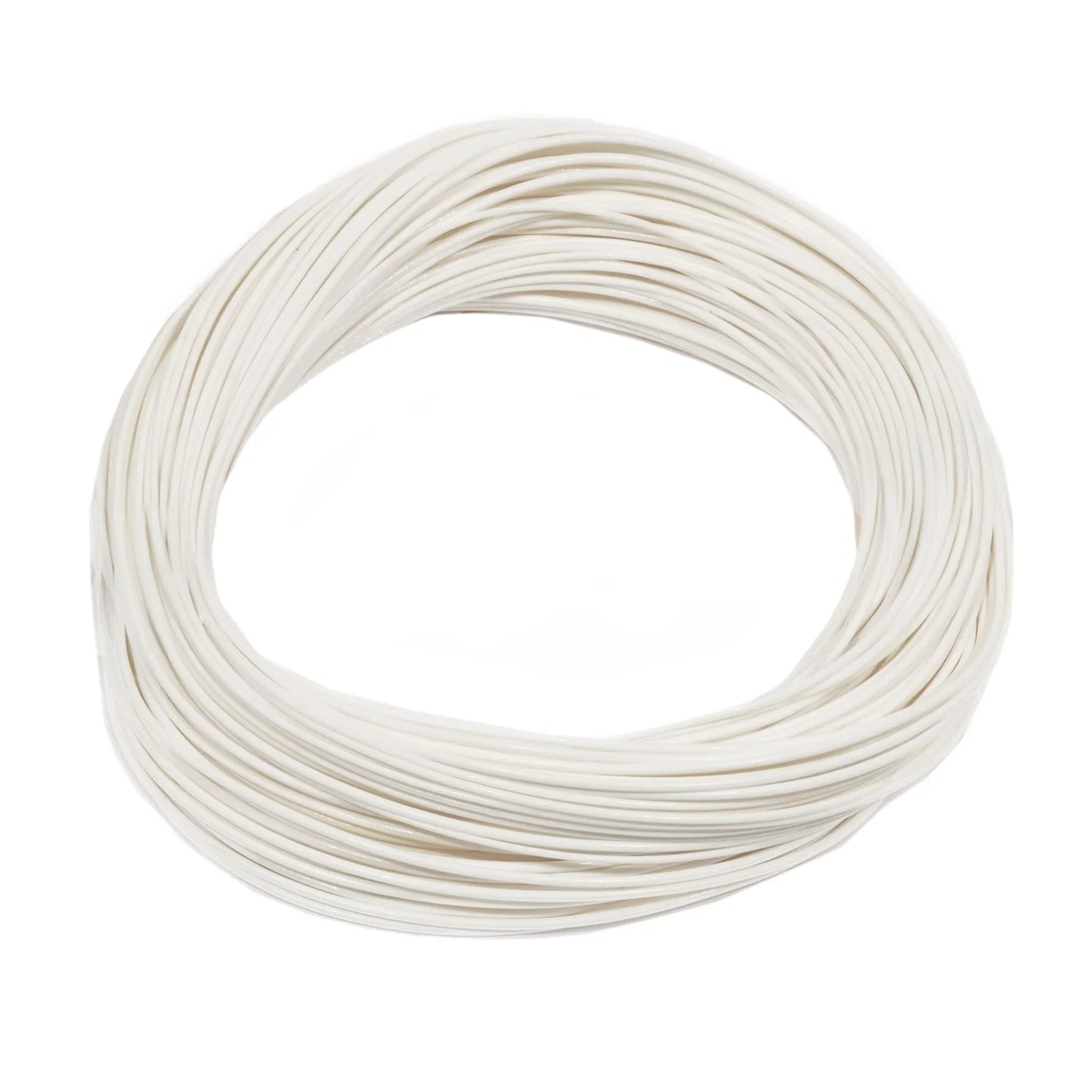 A coiled bundle of Jackson Hole Fly Company Silvertip Double Taper Fly Line with a white braided core, arranged in a circular shape against a plain white background.