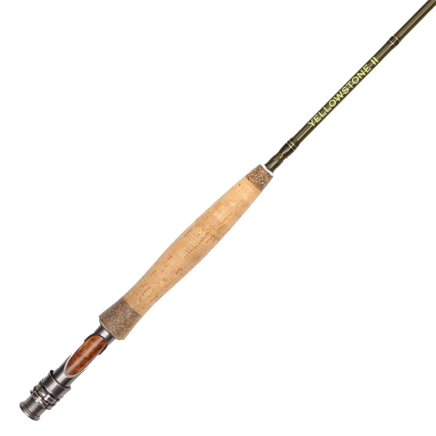 A close-up of the Jackson Hole Fly Company Battenkill River Rod Combo Kit – 70 3WT, featuring a cork handle, metallic reel seat, and lightweight fly reel—ideal for trout fishing.