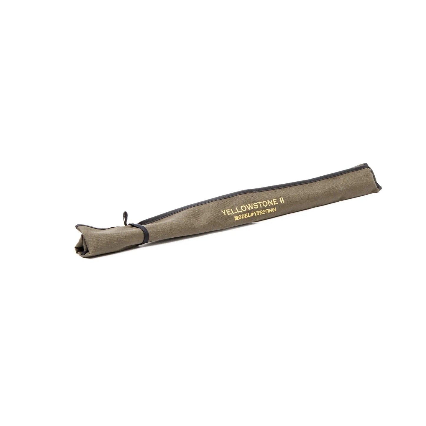 A khaki, cylindrical fabric case labeled Battenkill River Rod Combo Kit – 70 3WT by Jackson Hole Fly Company is ideal for storing your lightweight fly rod or combo and rests on a white background.
