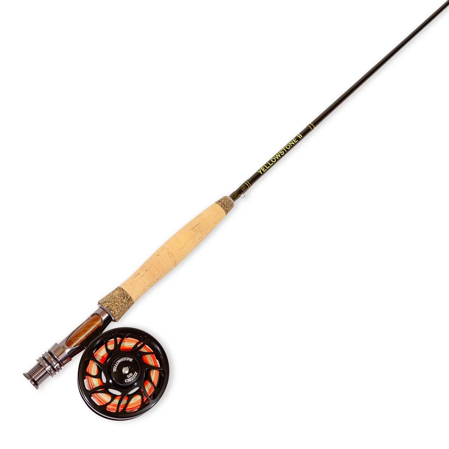 The Jackson Hole Fly Company Dream Stream Rod Combo Kit – 8'6" 6WT features a cork handle and fly reel with orange and black line, shown on a white background.
