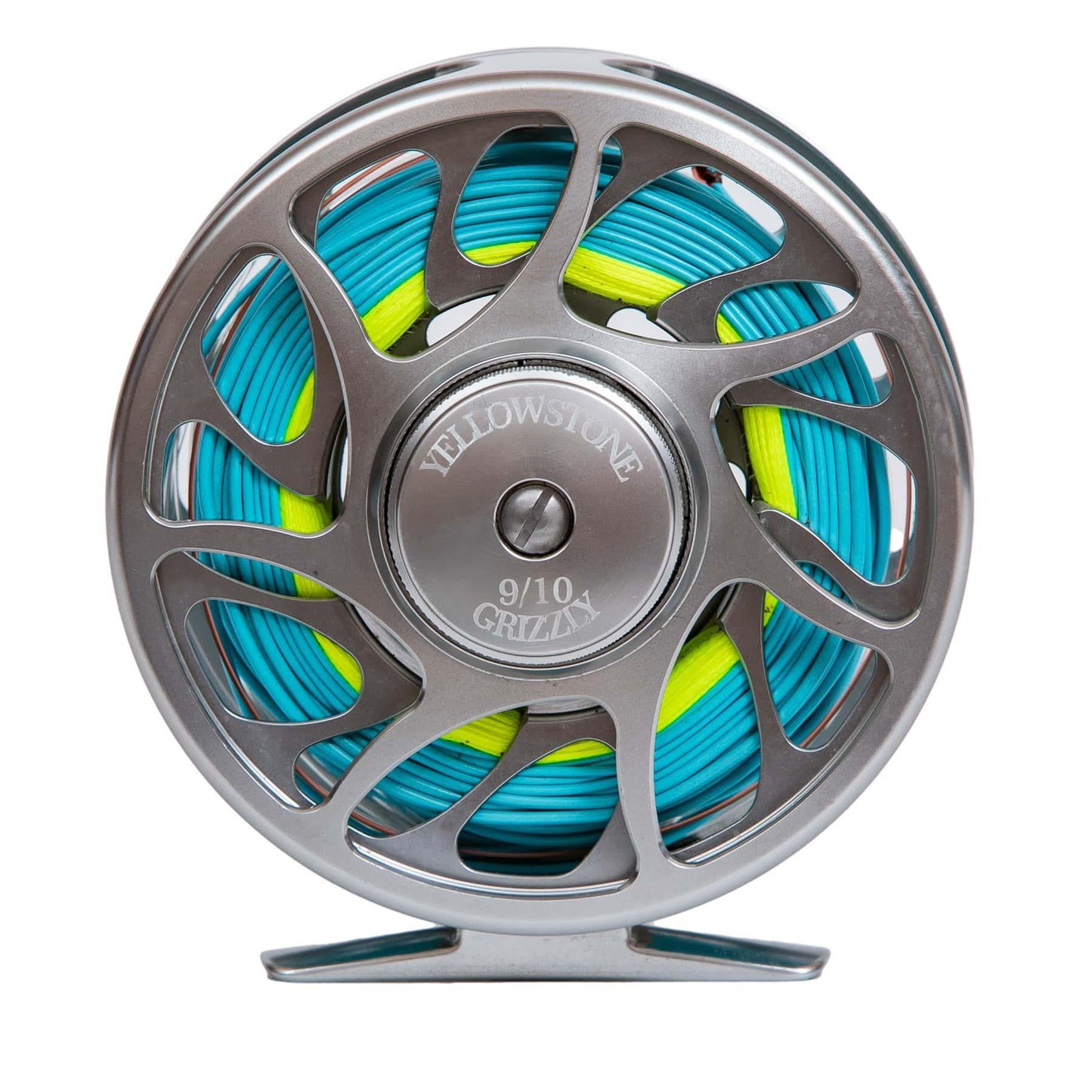 The Tarpon Alley Rod Combo Kit – 90 10WT by Jackson Hole Fly Company features a silver fly reel with blue and yellow line, ideal for tarpon fly fishing and pairing seamlessly with any saltwater rod combo.