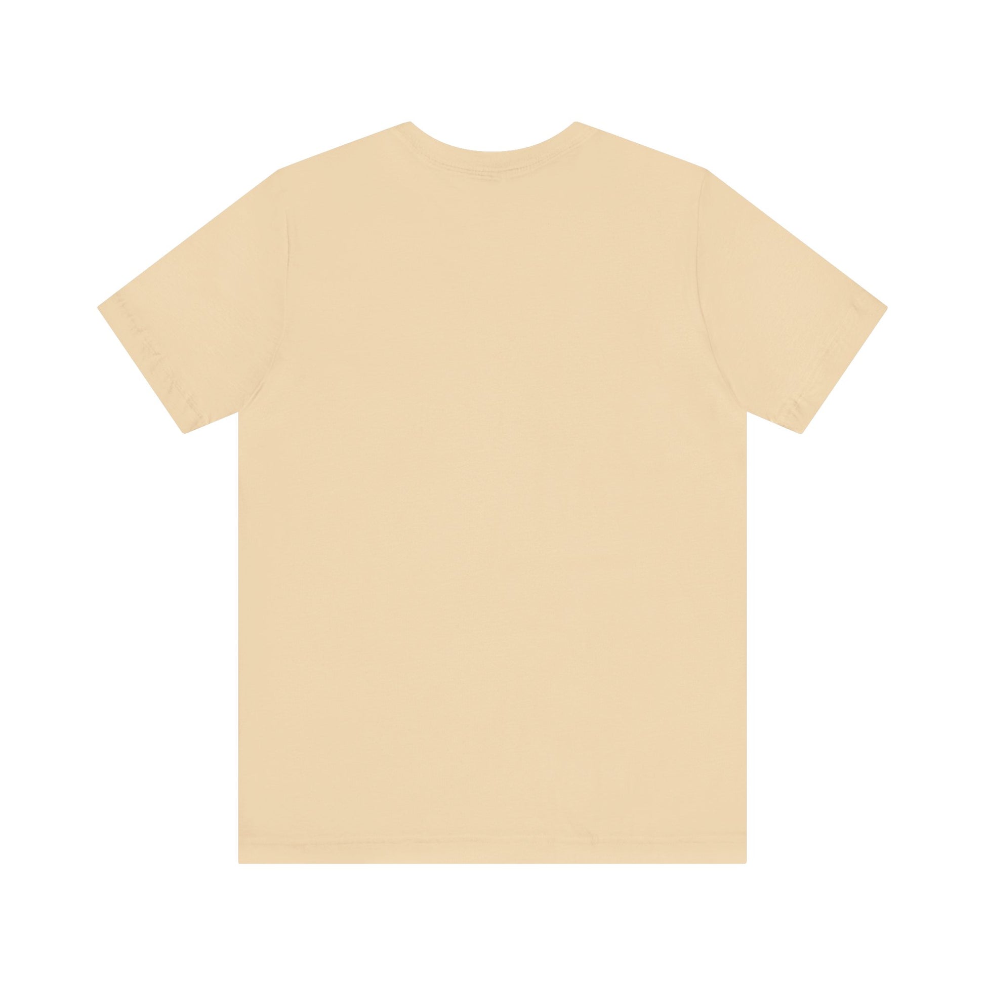 A beige Bird Watching Is Hardcore T-shirt by Printify is shown laid flat, back side up, on a white background.