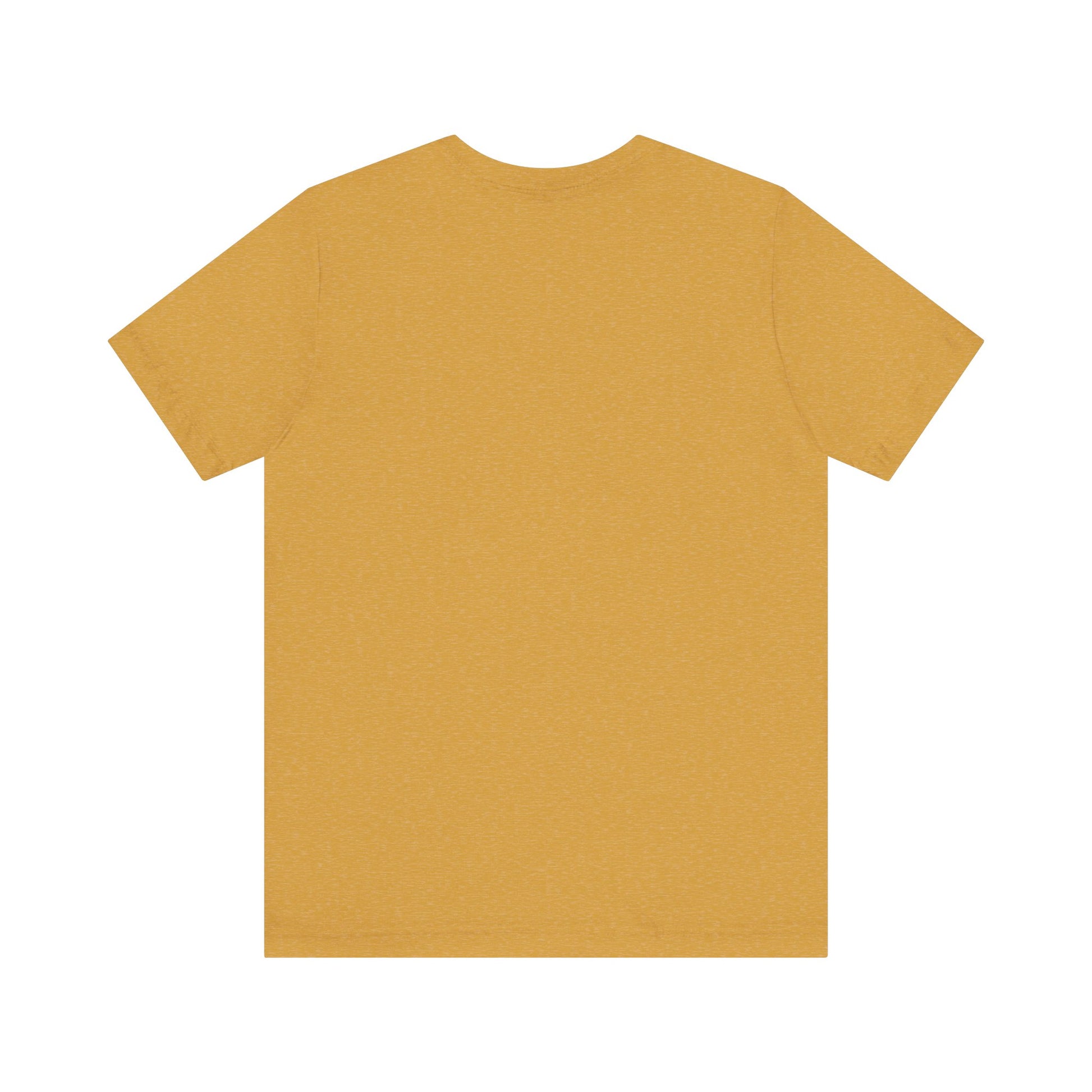 A Bird Watching Is Hardcore T-Shirt by Printify is shown laid flat with the back side facing up against a white background. This funny punk birder shirt for misfits and field freaks features short sleeves in mustard yellow.