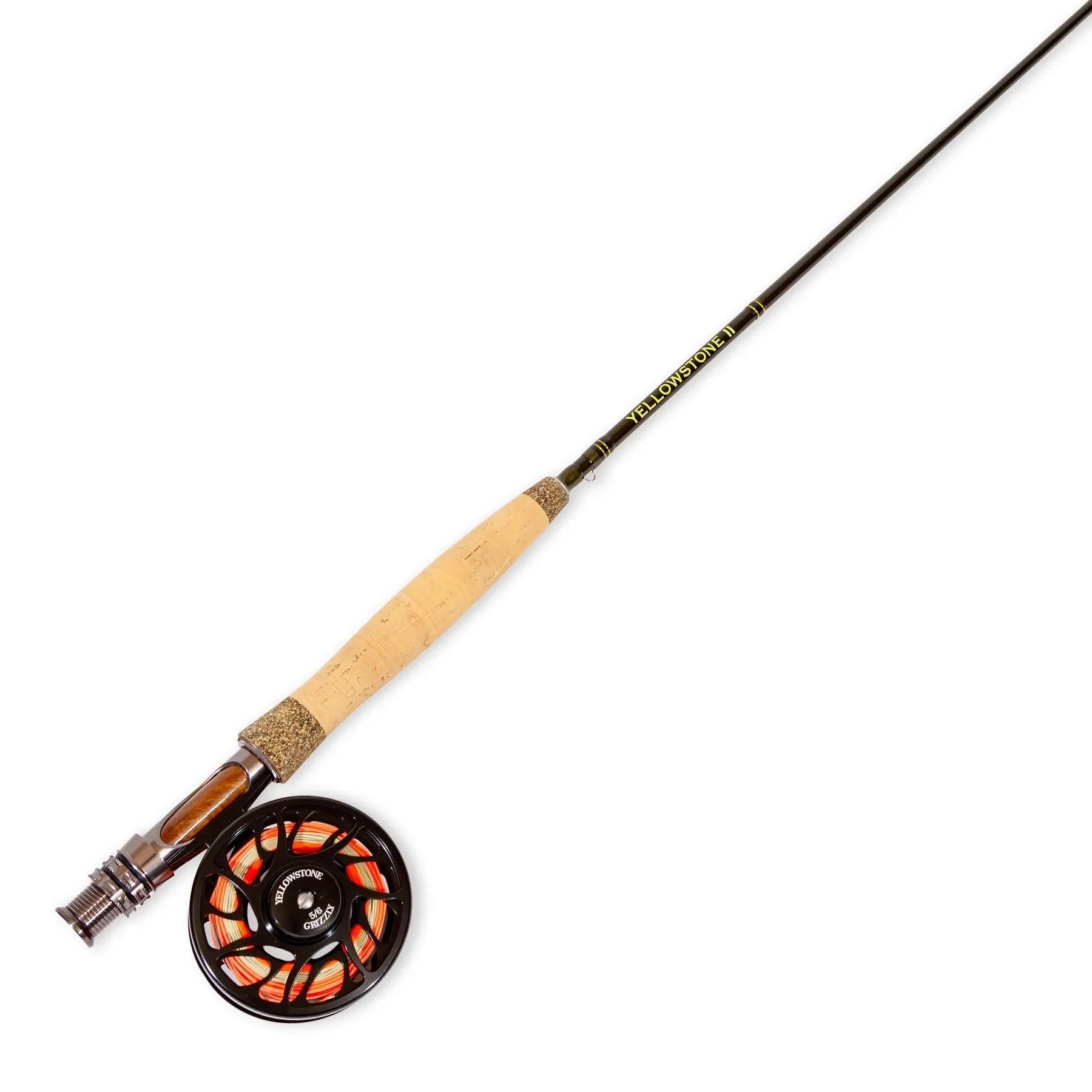 The Jackson Hole Fly Company Dream Stream Rod Combo Kit – 8'6" 6WT features a cork handle and fly reel with orange and black line, shown on a white background.