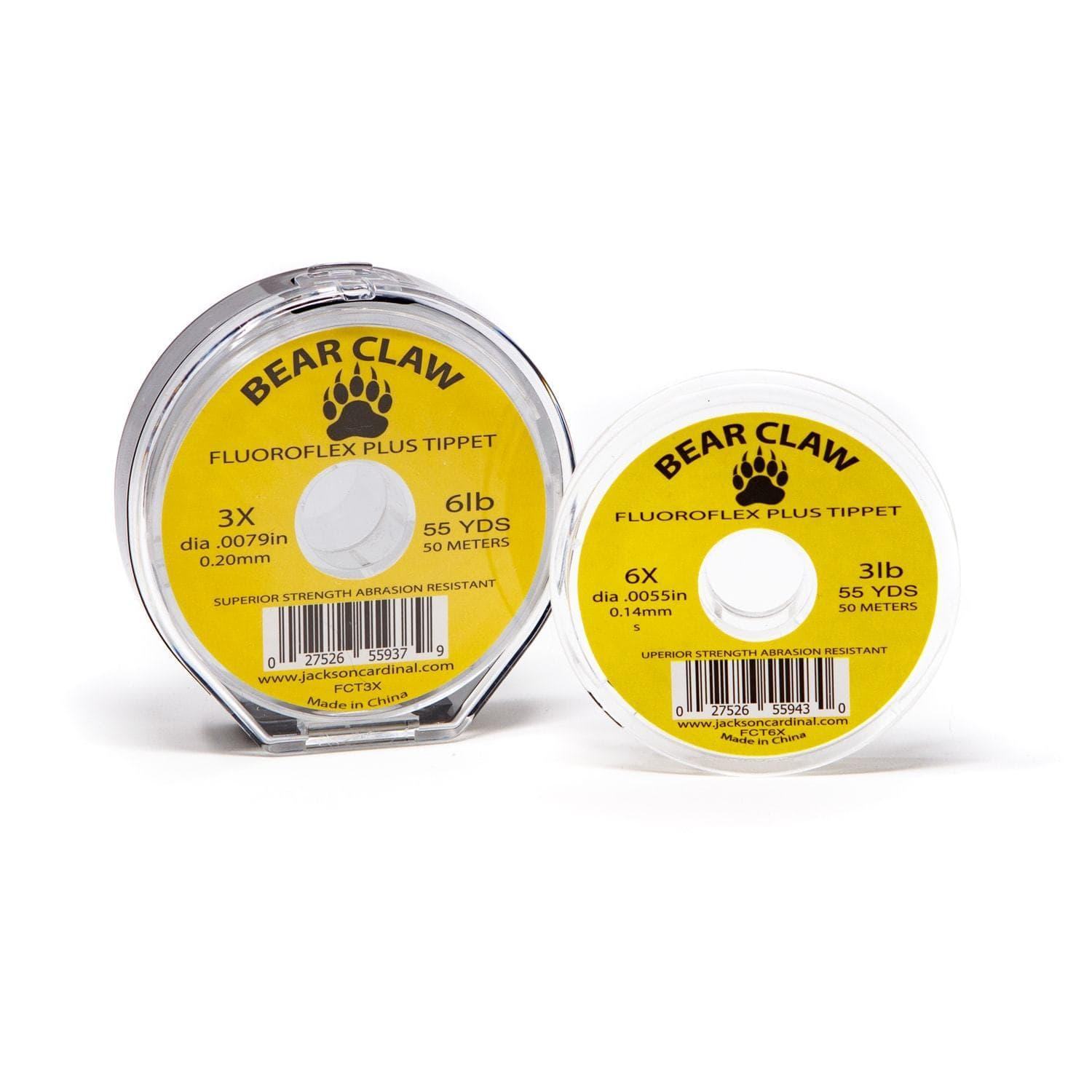 Two spools of BEAR CLAW Fluoroflex Plus Tippet—3X (6lb, 0.20mm, 50m) and 6X (3lb, 0.14mm, 55yds)—are perfect for your Jackson Hole Fly Company Fall Creek Rod Combo Kit – 70 4WT trout fishing setup.